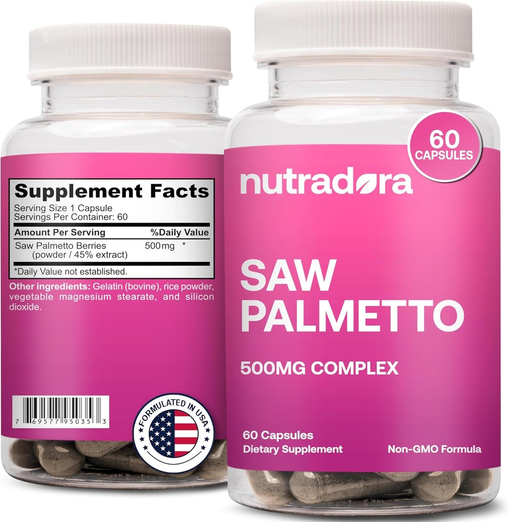 Saw Palmetto für Frauen - Natürliche DHT Blocker Haarwachstum Pillen Hergestellt mit Organic Saw Palmetto Extrakt Beeren unterstützt Hormonal Balance & Urinary Health Pure Saw Palmetto für Frauen Haarausfall| 60 Pillen