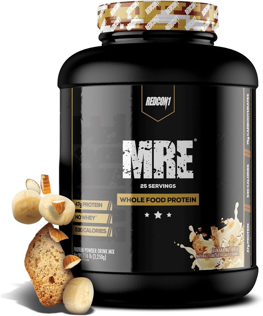 REDCON1 IRE Lite egész élelmiszer fehérje por, Banana Nut Kenyér - Alacsony széntartalmú és tejsavó ingyenes élelmiszer helyettesítése állati fehérje keverékek - Easy to Digest Supplement Készült MCT Olajok (30 szervizek)