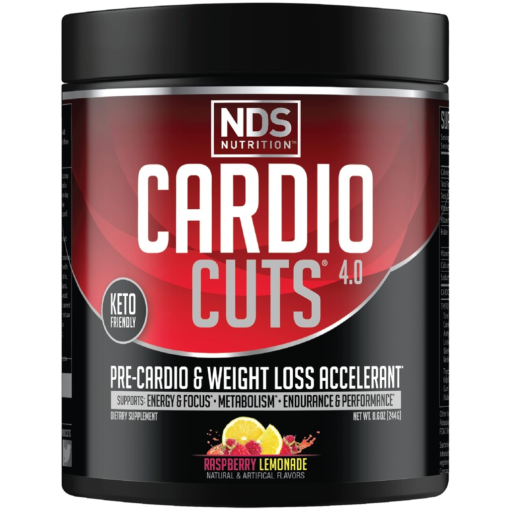 NDS Nutrition 4.0 Pre Workout kiegészítés - Advanced Weight Loss and Pre Cardio Formule with L- Carnitine, CLA, MCTs, L- Glutamin, and Safflower Oil - Razz Lemonade (40 Servings)