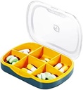Heti Pill Case Organizer, Small Travel Pill Box Planner 6 Tray, Cute Pocket Purse Daily Medicine Dispenser Remender for Vitamin, Supplement, Fish Oil, Capsules, Tabletta, Meds Storage Sorter