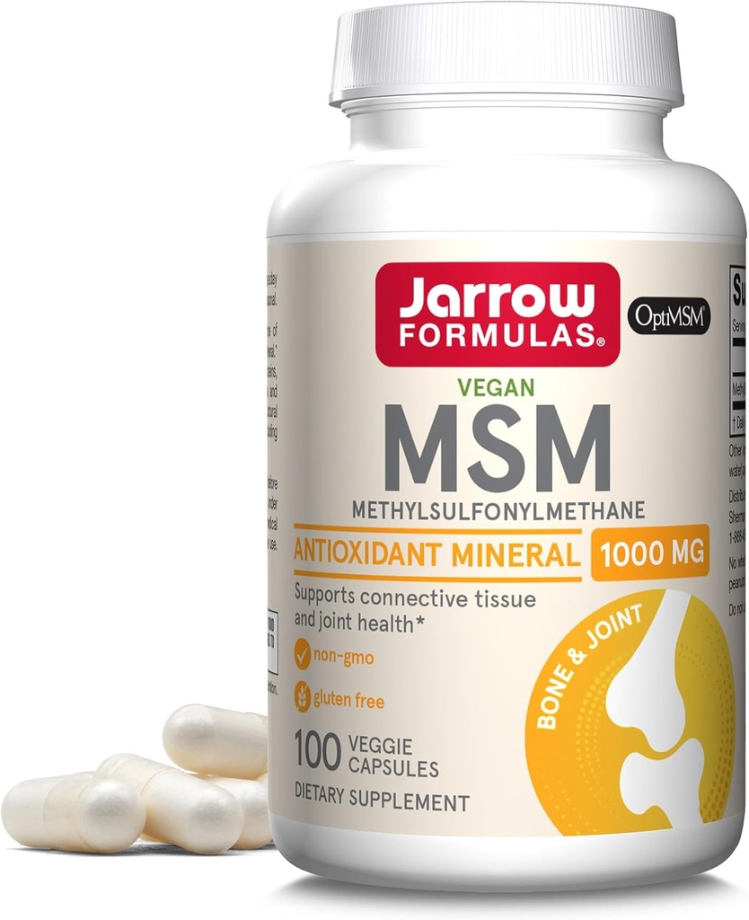 Jarrow Formulas MSM 1000 mg - 100 Veggie Capsules - Metil-szulfonilmetán - Szulfurforrás - Diétás kiegészítő támogatások és sűrítések - 100 adag