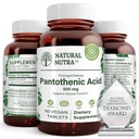 Natürliche Nutra Zeitfreisetzung Pantothensäure 500 mg, Vitamin B5 Beilage hilft nach unten Fett und Kohlenhydrate, Stoffwechsel und Energie, verbessern Muskelgesundheit, reduzieren Hautflecken, 60 vegetarische Tabletten