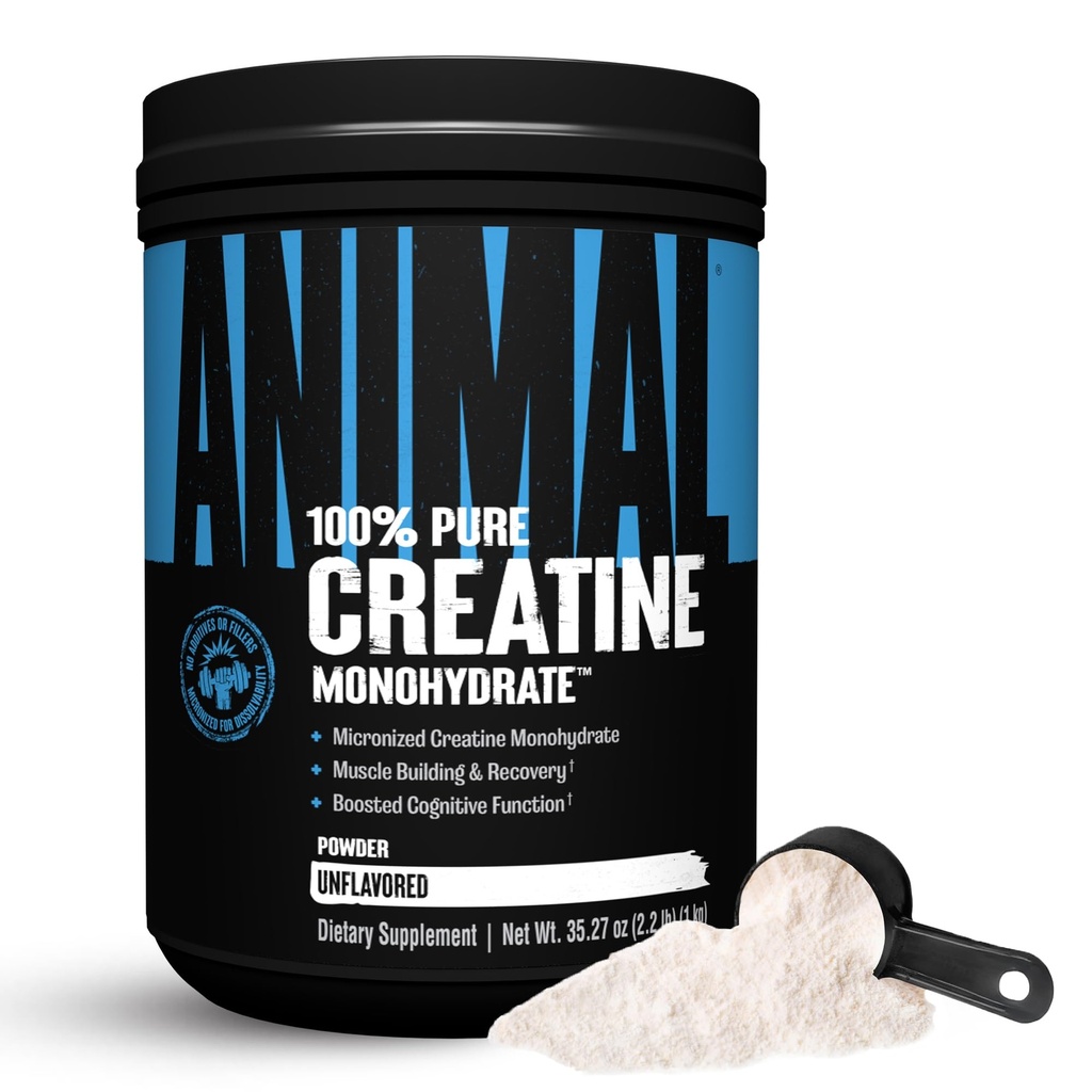 Animal Creatine Monohydrat-Pulver - Micronized Creatine für Frauen und Männer, unterstützt Muskelwachstum, Stärke, Ausdauer, Erholung und ATP-Produktion, Gym & Workout-Ergänzungen - Unflavored, 1kg
