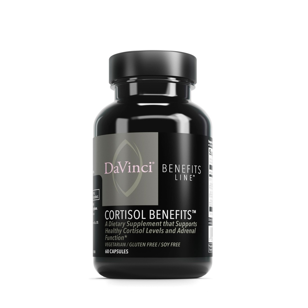 DaVinci Labs Cortisol Benefits - Dietary Supplement to Support Healthy Cortisol Levels and Adrenal Health - With Ashwagandha Extract, Rhodiola Rosea Root and More - Gluten-Free -60 Vegetarian Capsules