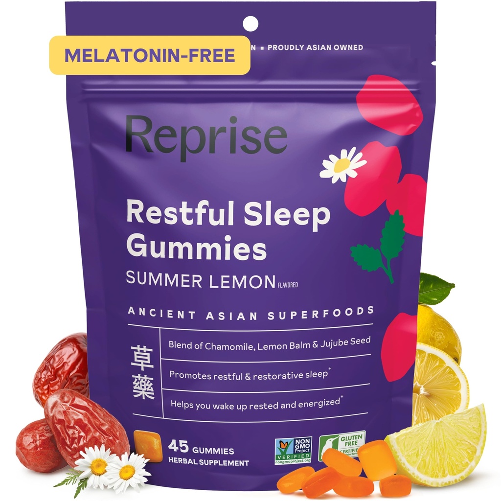 Melatonin freie natürliche Schlafhilfe Gummi für Erwachsene | NO Melatonin | Kräuter Jujube & Kamille, Zitronenbalsam - Tiefschlaf-Ergänzung & Entspannung für zzz, 45 Vegan Gummi (45 Gummi (1 Packung))