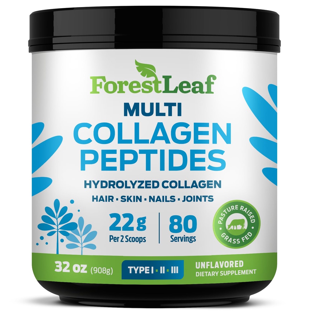 Collagen Peptides Powder Unflavored - Hydrolysed Collagen Protein Powder Type 1, 2 & 3 - Gras Fed Keto Collagen Powder für Damen und Herren - Vitales Haar, Haut, Nägel, Gelenke, Erholung, 11g Pro Servieren