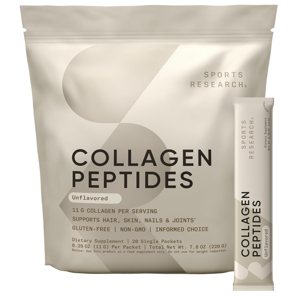 Sportforschung Collagen Peptide - Hydrolysiert Typ 1 & 3 Collagen Powder Protein Supplement für gesunde Haut, Nägel, & Gelenke - Einfache Mischung Vital Nährstoffe & Proteine, Kollagen für Frauen & Männer