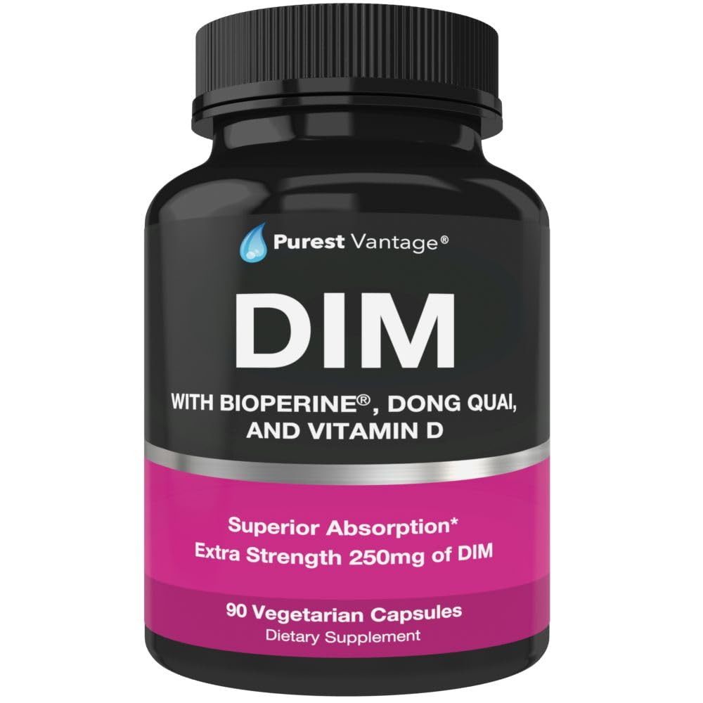 Pure DIM Ergänzung 250mg Diindolylmethan Plus BioPerine und Dong Quai - Hormon Balance Unterstützung für Frauen und Männer, Menopause & Estrogen Unterstützung - 90 Vegetarische Kapseln