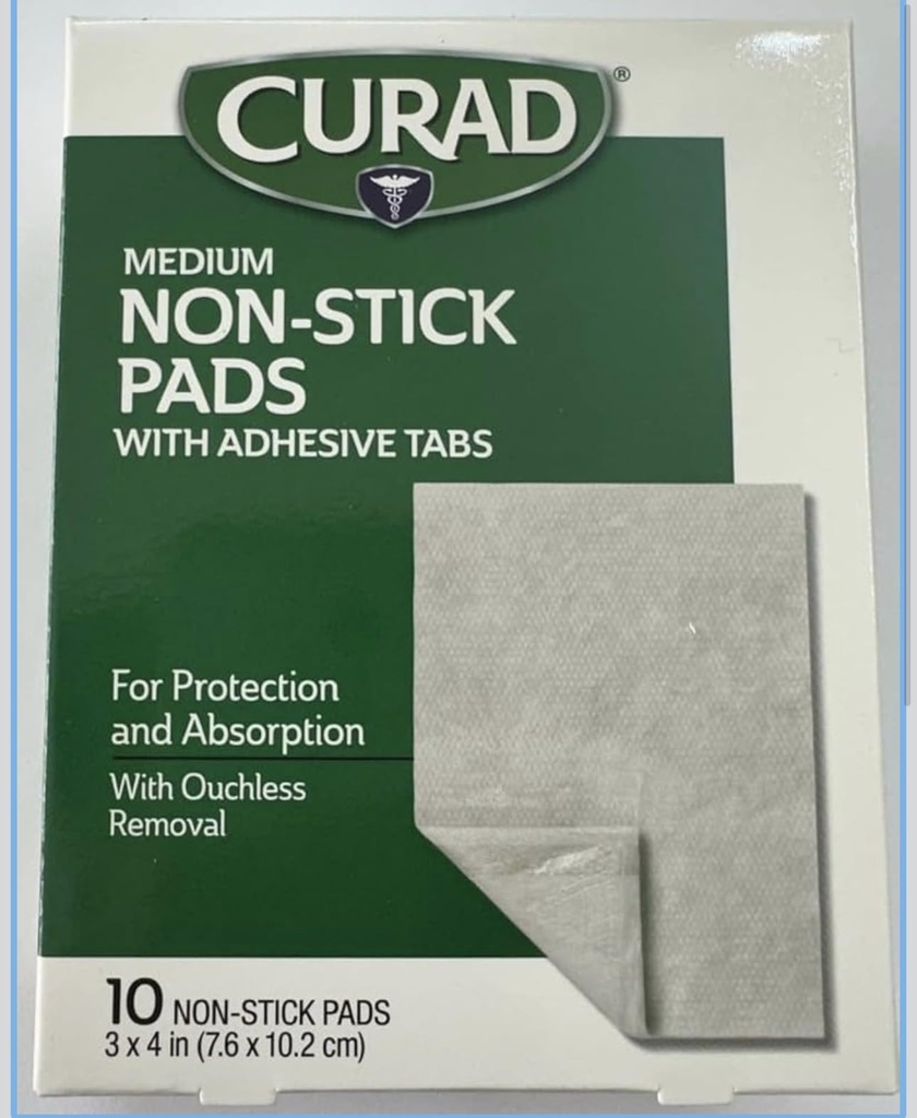 Curad Non- Stick Pads, 3 Inches X 4 Inches 10 Count