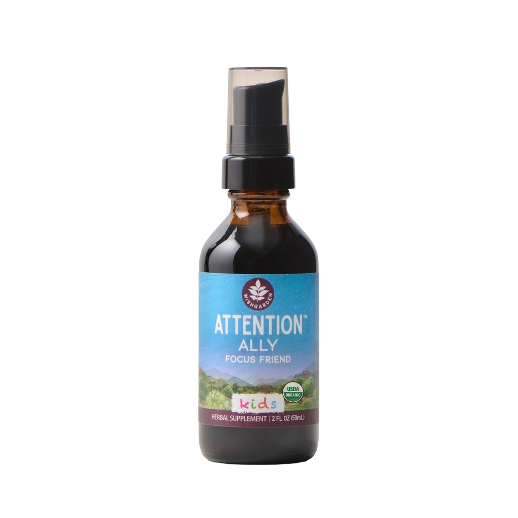WishGarden Kräuter Achtung Ally - Pflanzenbasierte Kräuter-Fokus, Aufmerksamkeit, Beruhigung & Konzentrationsergänzung mit Gotu Kola Nettle & Passionflower, unterstützt Optimale Neural Messaging & Brain Nourishment, 2oz