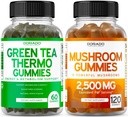Gomba 10-ben 1 Blend (120 Gumies) Fókusz és agy gomba kiegészítés és zöld tea Fat égő fogyás (60 gróf) Appetite Suppressant Weight Loss Kiegészítés férfiak és nők - Vegan & Made in USA