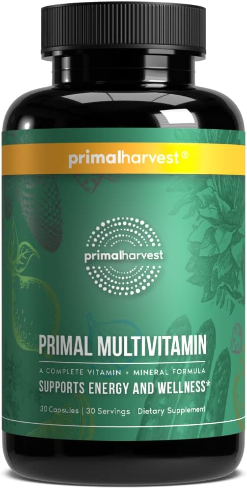 Primal Harvest multivitamin nőknek és férfiaknak A-vitamin, C-vitamin, D-vitamin és E-vitamin, B12-vitamin, B6, biotin, cinkpótló (30 kapszula)