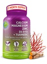 Pflanzenbasiertes Kalzium 500mg (Aquamin) – Vegan Calcium Magnesium Zink D3 mit Vitamin K2 & Organic Turmeric – Verbesserte Knochen- und Muskelgesundheit & Stärke, Immununterstützung für Frauen & Männer - 180 Zähler
