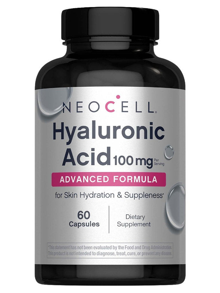 NeoCell hialuronic acid kapszula, esszenciális kenőanyag, támogató szöveti hidratáció, glutén mentes, 60 gróf, 1 üveg