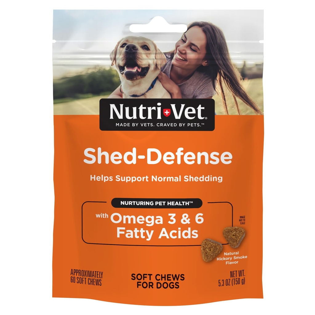 Nutri-Vet Shed Defense Soft Chews for Dogs, Skin and Coat Supplement for Dogs, Omega 3 from Fish Oil, Dry & Itchy Skin Relief Treatment, Puppy Essentials, 60 Soft Chews | Dog Fish Oil, Omega 3 Supplement, Healthy Skin & Coat, Shiny Coat, Itchy Skin Solution, Pet Wellness, Daily Nutrition
