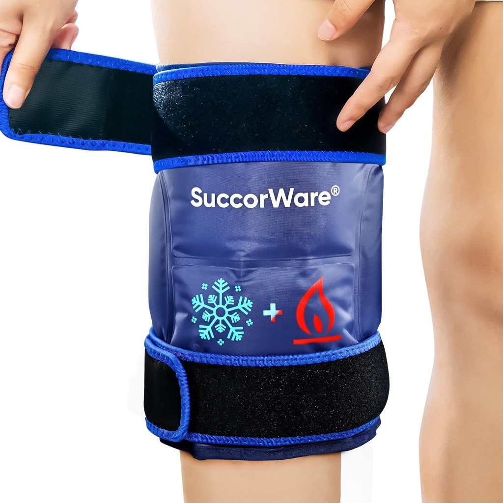 Knie Ice Pack Wrap für Verletzungen Wiederverwendbar - Hot & Cold Gel Taschen für Beine, Rücken, Schultern, Arme, Ellenbogen Verletzungen, Schmerzlinderung, Schwellung, Knie-Ersatzchirurgie( Navy Blue)