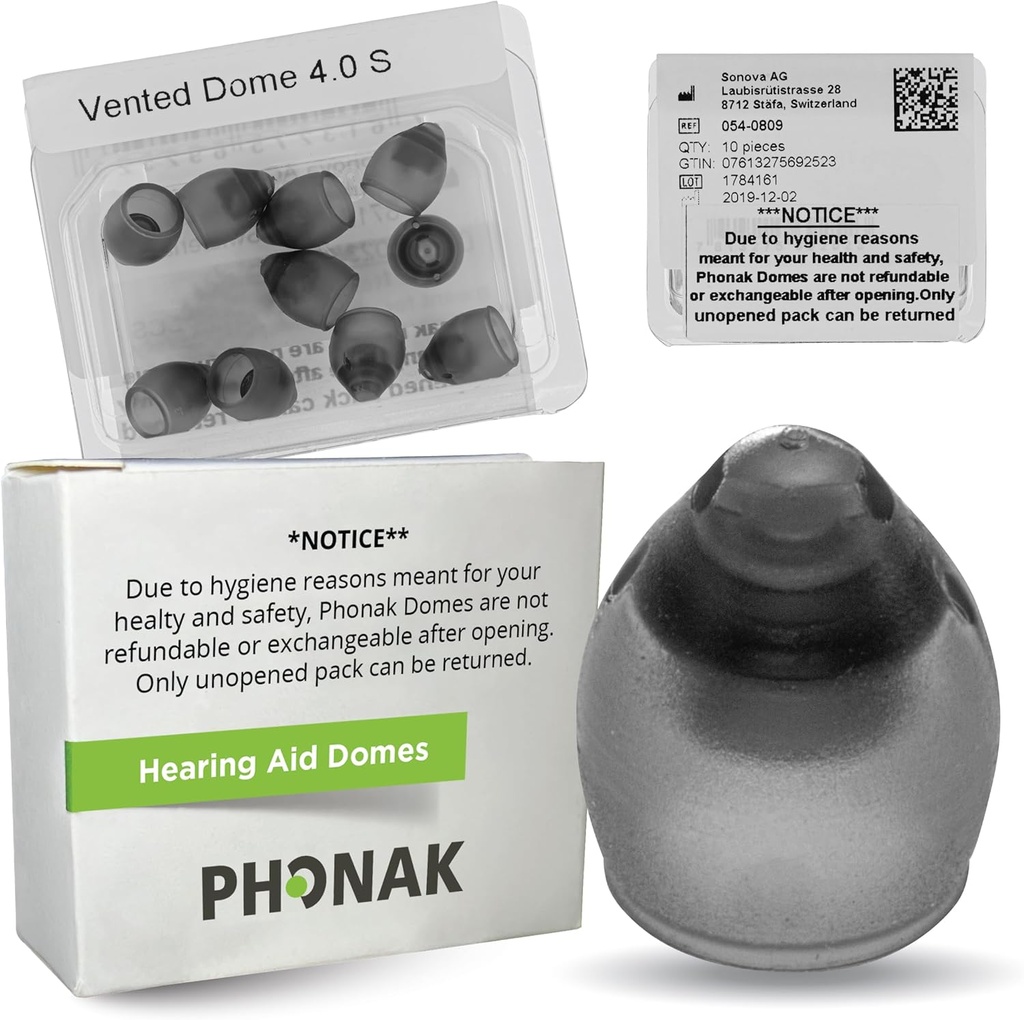 Phonak Vented 4.0 Dome Small (0.29 hüvelyk = 7.5mm) 10 Domes, Eredeti OEM Svájc csere Sonova, hallássegítő Domes for Phonak Audeo Marvel Paradise Lumic kiegészítők -1 Pack / 10 Domes Összesen