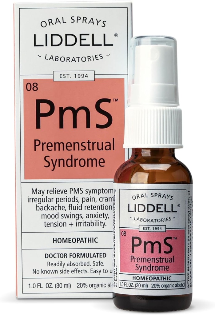 Liddell PMS - Natural Homeopathic Oral Spray - Kann Hilfe mit Problemen im Zusammenhang mit Periodenmuskelstörungen, Mood Swings und Back Discomfort - 1.0 fl. Oz