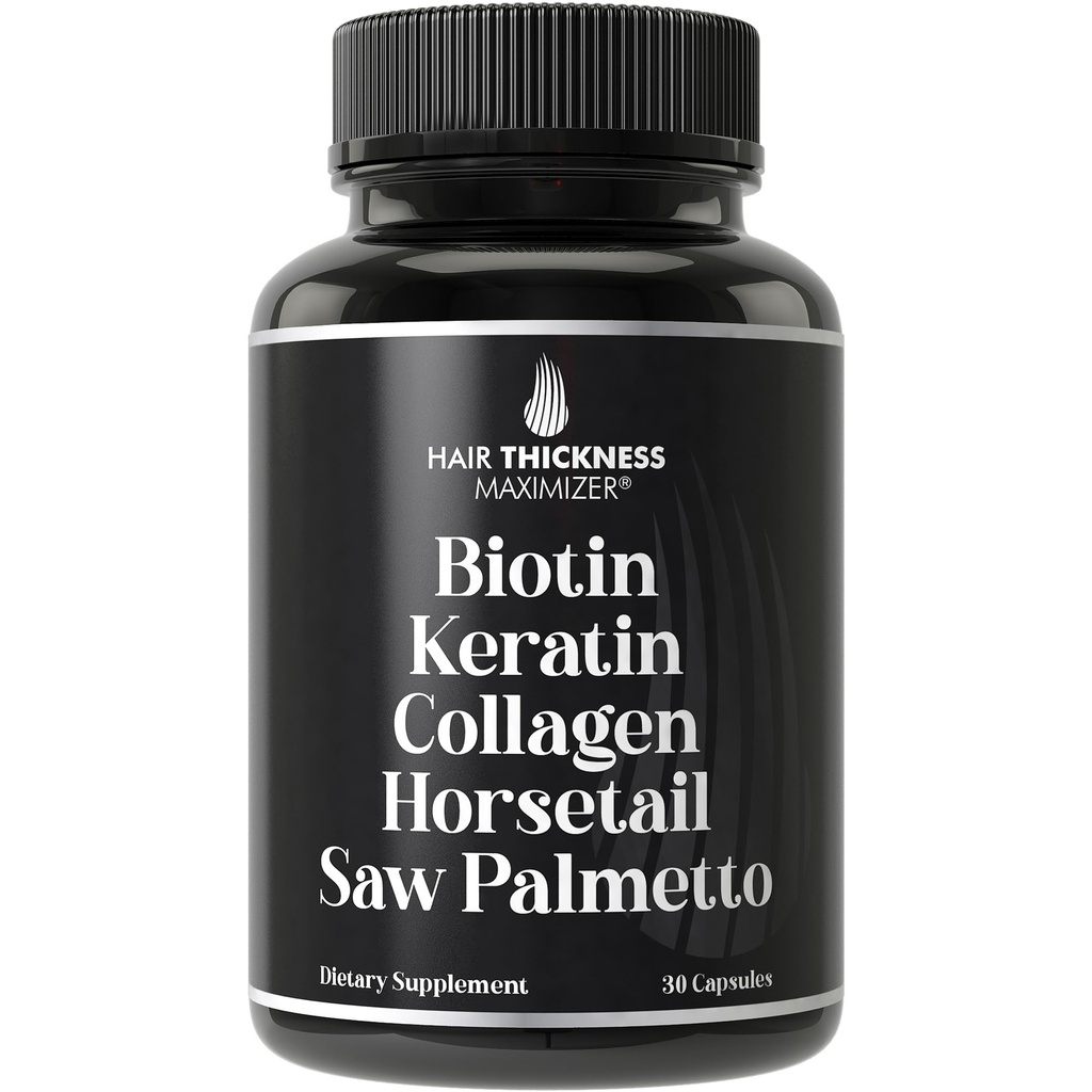 Biotin (5000mcg), Keratin, Collagen, Pferdeschwanz, Saw Palmetto – 5-in-1 Haarwachstumsergänzung & Vitamine für Frauen & Männer, DHT Blocker Kapseln für Dünnen - Haarwachstum Vitamine