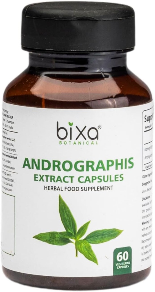 bixa BOTANIC Ayurvedic Natural Herbal Supplement Andrographis (Kalmegh) kivonat 20% Andrografhotalid A124; természetes máj Tonic A124; az egészséges immunitást (450mg) Veg Capsules 60 Count (1-es csomag)