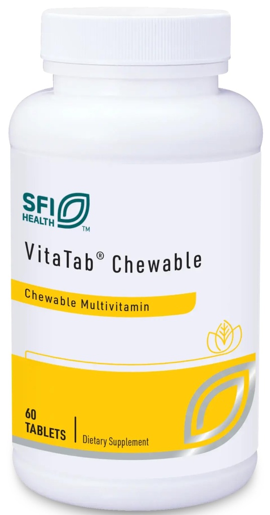 Klaire Labs SFI Health VitaTab Chewable - Multivitamin mit 24 Vital-Nährstoffen für Kinder & Erwachsene, Natürliche Kirsch-Orange-Flaschen, keine künstlichen Farben, Geschmacksrichtungen oder Konservierungsstoffe (60 Tabletten)