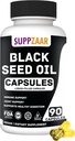 Vegan Black Seed Oil 1000mg. Kaltgepresstes schwarzes Cumin Seed Oil für Immun, Struktur, Haut und Verdauung Non-GMO, Gluten & Gelatin Free - 45 Servierungen, 90 flüssige gefüllte Kapseln