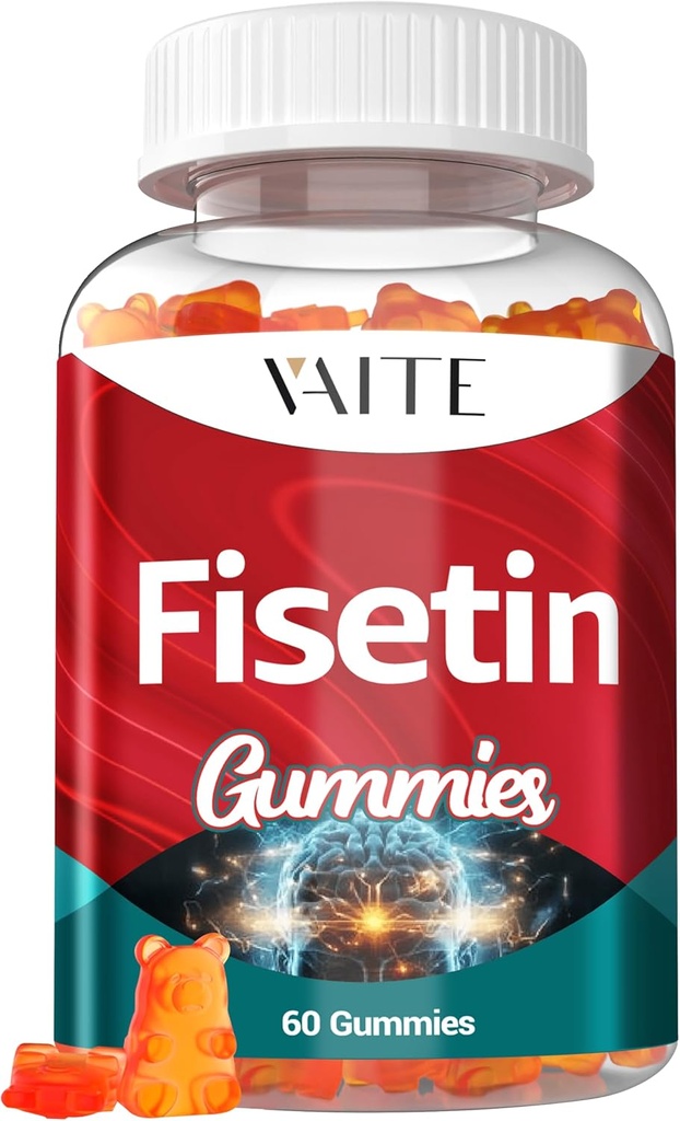 Fisetin Ergänzungen 500mg - Gummy-Ergänzung, Leistungsstarke Antioxidantienmischung für zelluläre Gesundheitsunterstützung - Vegan & Non-GMO-Formel mit Flavonoiden & Pflanzenextrakten, Boost Kognitive Funktion, 60 Gummie