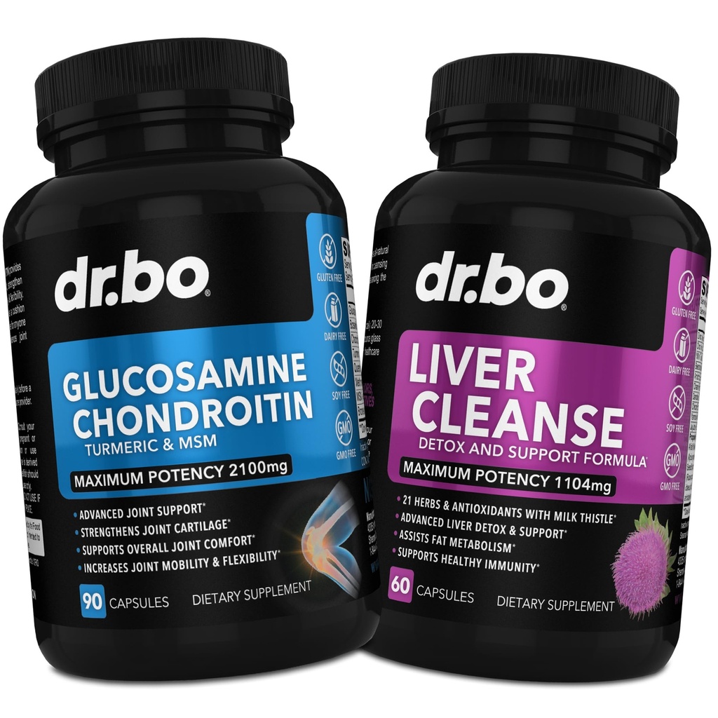 Glucosamine Chondroitin MSM Turmeric & Liver Cleanse Detox - Joint Health Supplement Knee Bone Joints, Live Cleanse Detox Support - Joint Support Pills Glucosamine Sulfate Capsolutions