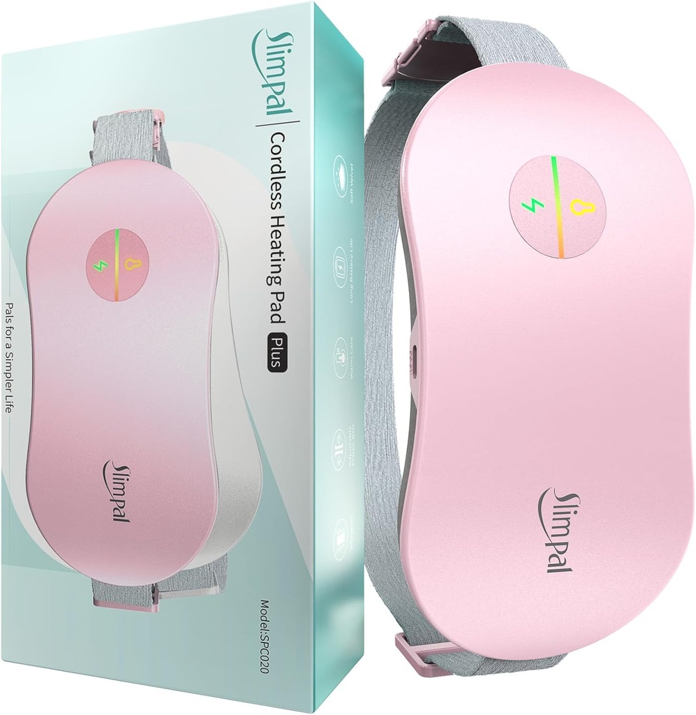 Slimpal Fűtés Pad for Perimal Cramps, Portable Cordless Electric Paating Pad for Menstrual Pain Relief Heat Belt, Recharable Wearable Heat Pad Ajándékok neki nő felesége barátnő, Rózsaszín