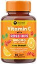 C-vitamin 1000mg rágókiegészítés - Extra Strength Immun Support C-vitamin étrend kiegészítés Rose HIPS, Természet VitaminC antioxidáns támogatás, Természetes, Vegán, Orange Flavor - 60 tabletta
