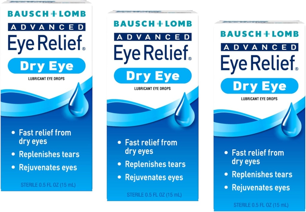 Bausch + Lomb Advanced Eye Relief, Kenőszer Szemcseppek száraz szemeknek, Nedvesség és nedvesség, Feltöltik könnyek a gyors megkönnyebbülés, 0.5 Fl Oz