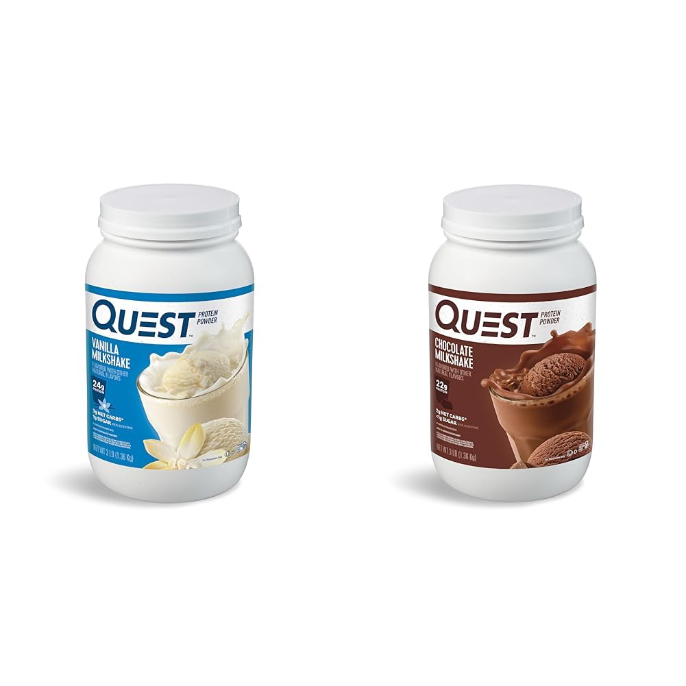 Quest Nutrition Vanille Milkshake Protein Powder, 24g Protein, 1g Zucker, Low Carb & Chocolate Milkshake Protein Powder, 22g Protein, 1g Zucker, Low Carb, Glutenfrei