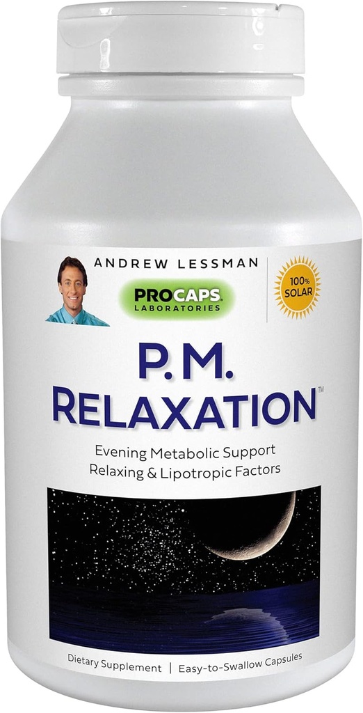 ANDREW LESSMAN P.M. Relaxation - 90 Kapseln - Natürliche Unterstützung für sanften erholsamen Schlaf mit Melatonin, Valerian, Passionflower, Hopfen, Kamille. No Morning Grogginess Small Easy to Swallow Kapseln