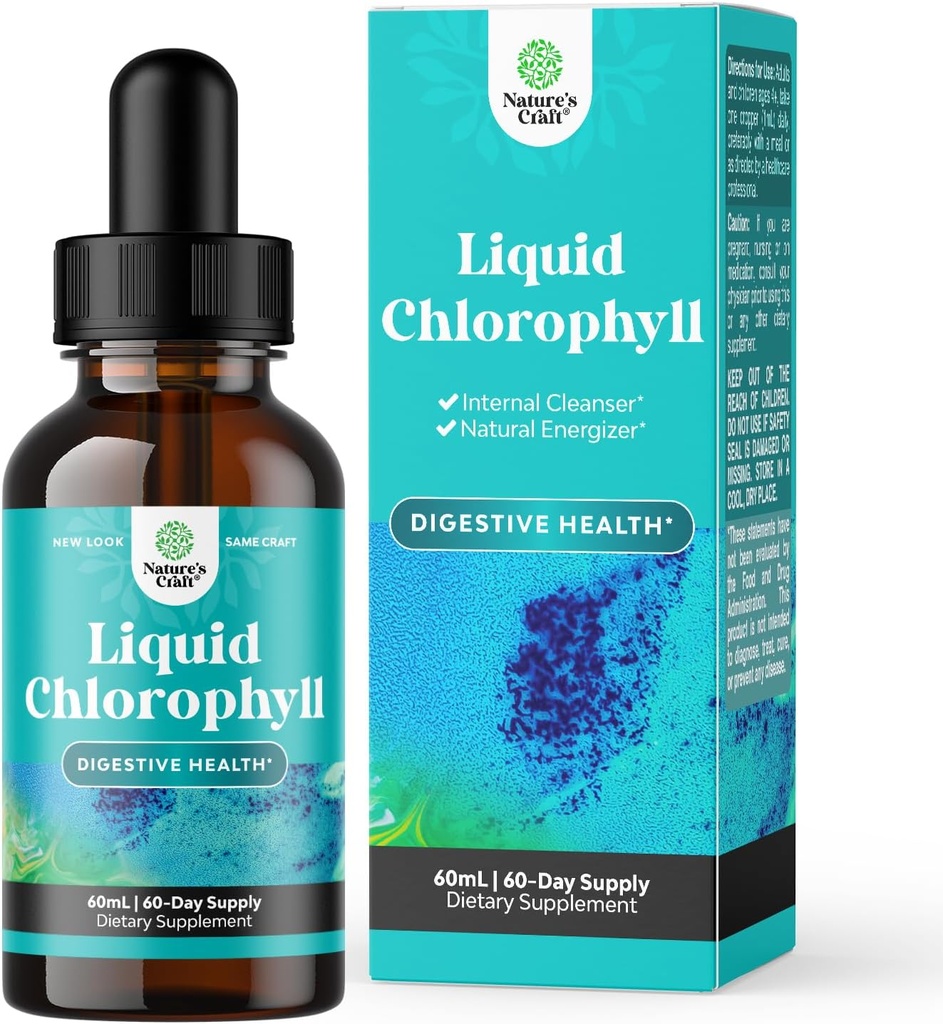Vegane flüssige Chlorophyll Tropfen - Super konzentrierte Minze Flavored Chlorophyll Flüssigkeitstropfen - Interne Reinigung Verdauungsunterstützung Immune Gesundheit und Ganzkörper-Detox und saubere Unterstützung (60 Portionen)