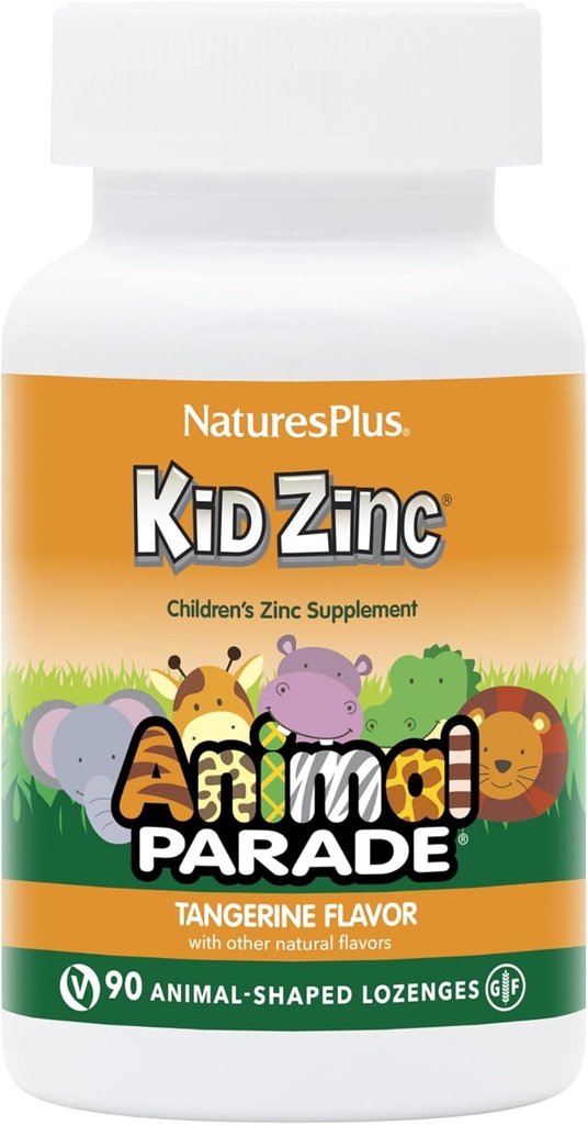 Natures Plus Animal Parade KidZinc, Tangerine Flavor - 90 Animal-Shaped Lozenges, Paket von 2 - Organisch Chelat Zink - Vegan, Glutenfrei - 180 Gesamt Servierungen