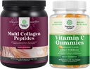 Bundle of Multi Collagen Protein Powder for Women and Men - Hair Skin and Nails Vitamins and Chewable Vitamin C Gummies for Adults Immune Booster for Adults and Natural Cold Remedy