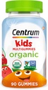 Centrum Kids' Organic Multigummis, Kids Multivitamin Gummis, Organic Multivitamin für Kinder mit essentiellen Nährstoffen für Immununterstützung, Muskelfunktion und Gehirngesundheit - 90 Count