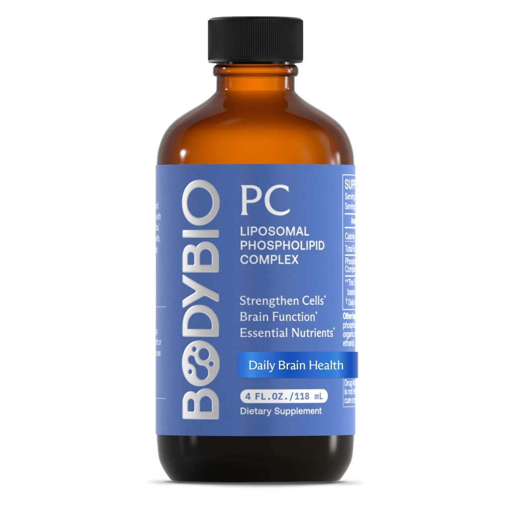 BodyBio PC - Foszfatidilkolin az agy egészségére, mentális tisztaság, kognitív funkció, celluláris javítás és egészséges öregedés, foszfolipid komplexum kiegészítés gyengéd napi méregtelenítés