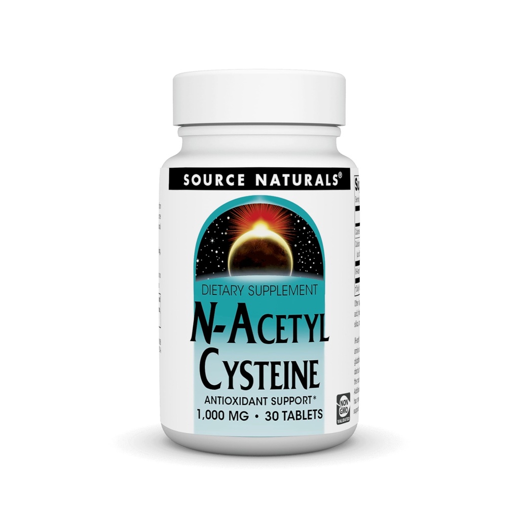 Source Naturals N- Acetyl Cystein Antioxidant Support 1000 mg Diétás kiegészítés, amely támogatja a légzőszervi egészséget * - 30 tabletta