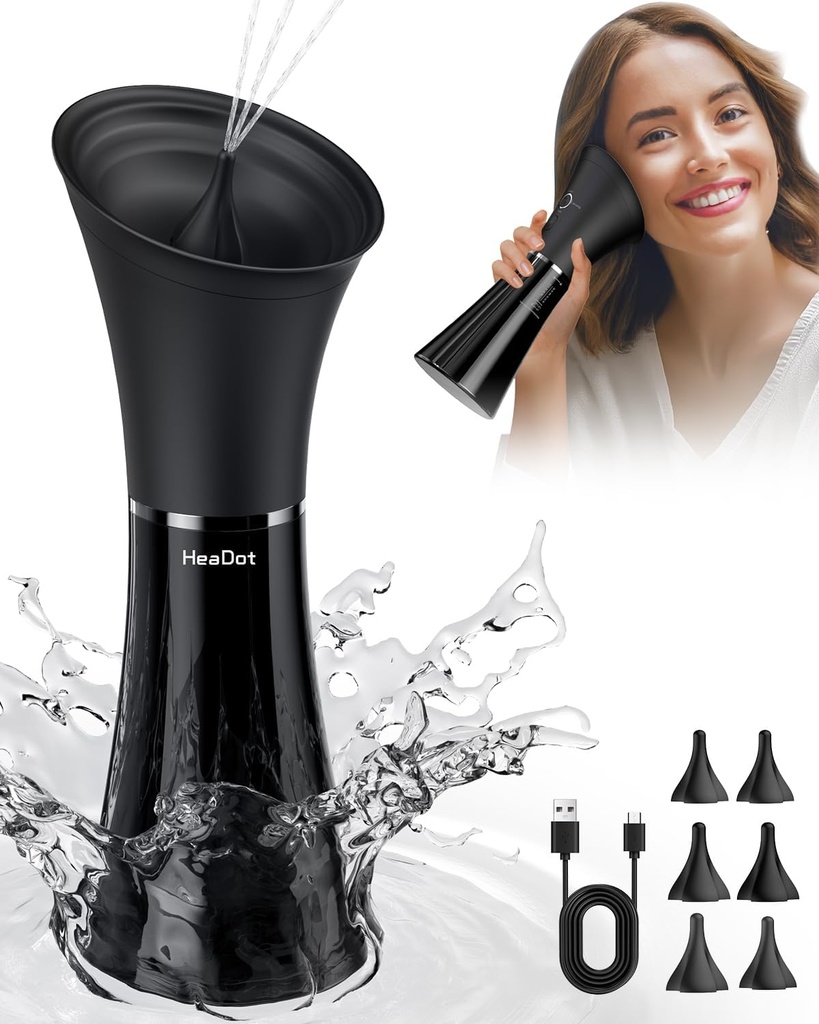 Headot Ear Wax eltávolítás intelligens vízhőmérséklettel, víz Powered Ear Cleaner 6 Tippek, biztonságos és hatékony Ear Wax eltávolító készlet 4 nyomásszint - IPX7
