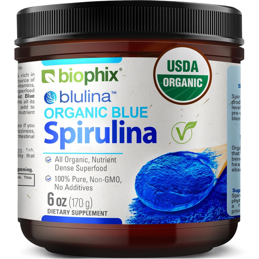 biophix Blue Spirulina Powder Organic Blulina 6 oz - Algae Bio Spirulina Pulver 170 Servierungen - Superfood Supplement - Natürliches Blaues Pigment - Espirulina en Polvo Organica Pura Azul