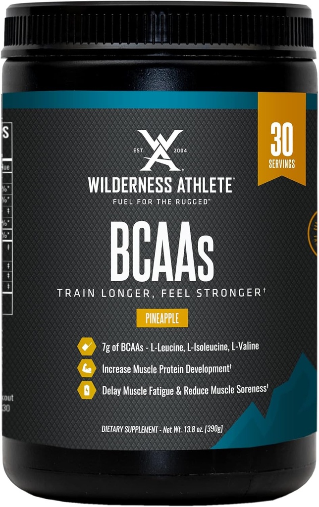 Wilderness Athlete - BCAA - Elágazó láncú aminosavak por - Essential Amino Acids Supplement for Man & Women - BCAA Supplement with Optimal Amino Acid Complex (ananász)