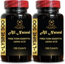 L-LYSINE Supplement Amino ACIDS - Menopause Energy Supplements für Damen, Immununterstützung, Lip & Skin, Calcium Stoffwechsel, Aminosäure Vitamin - 2 Flaschen 200 Zähler