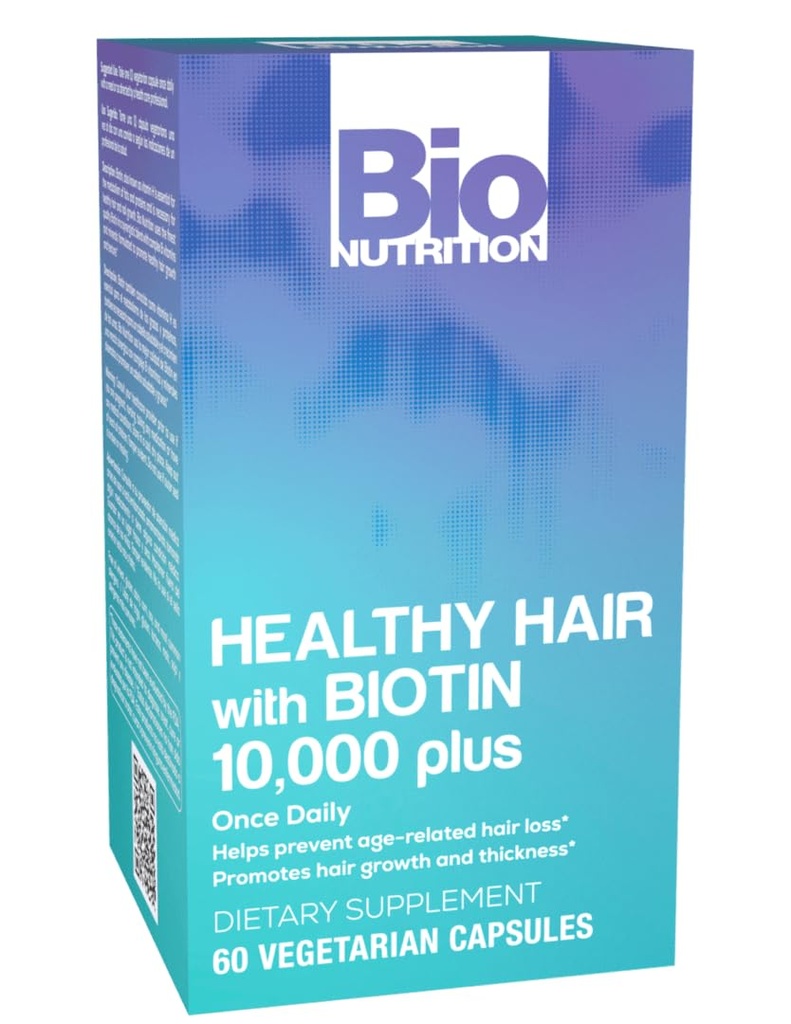 Bio Nutrition Healthy Hair Biotin Vegi-Caps, 60 Count
