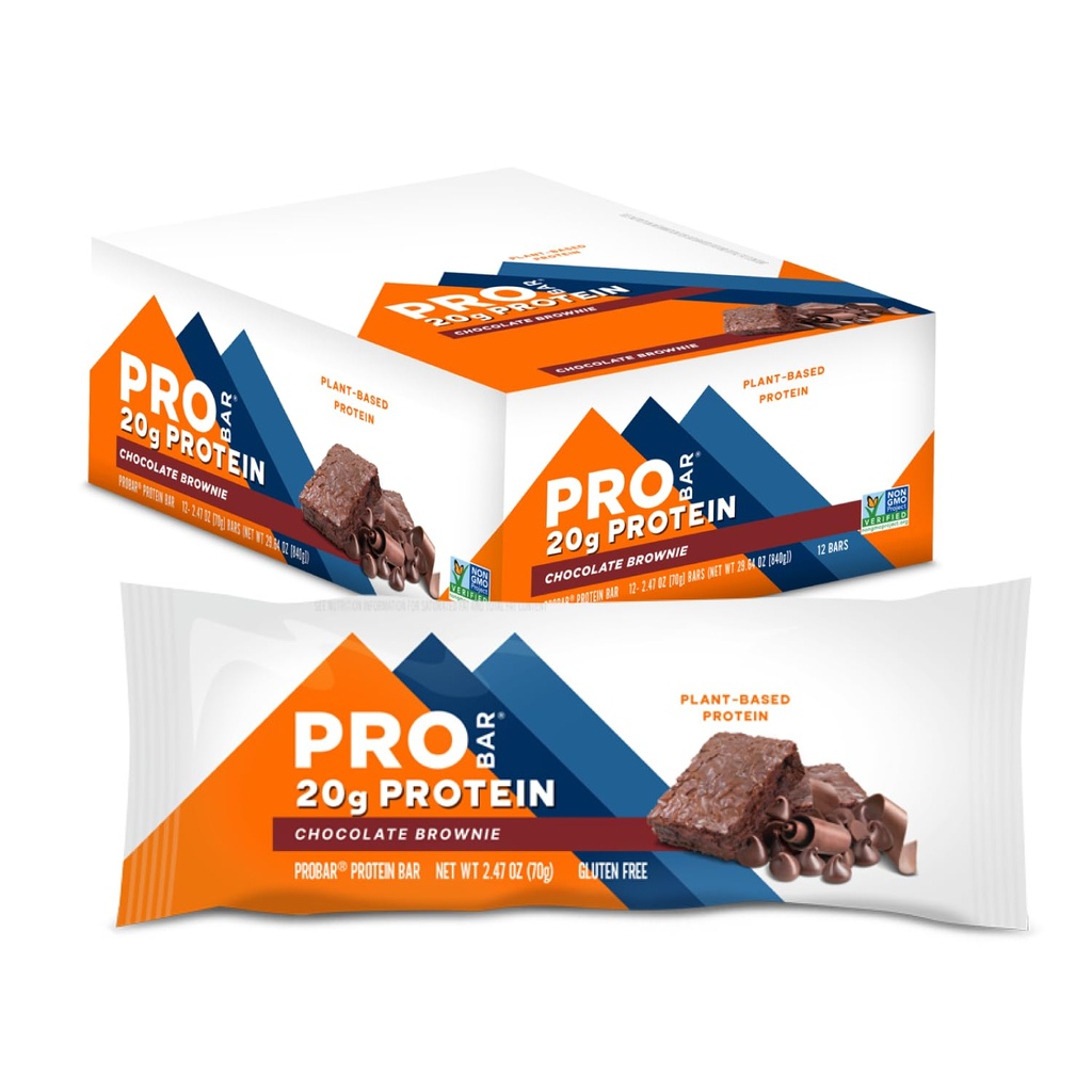 PROBAR - PROTEIN Bar, Schokolade Brownie, Non-GMO, Glutenfrei, Gesund, Pflanzenbasiert, Ganzwertig Zutaten, Natürliche Energie (12 Zähler)