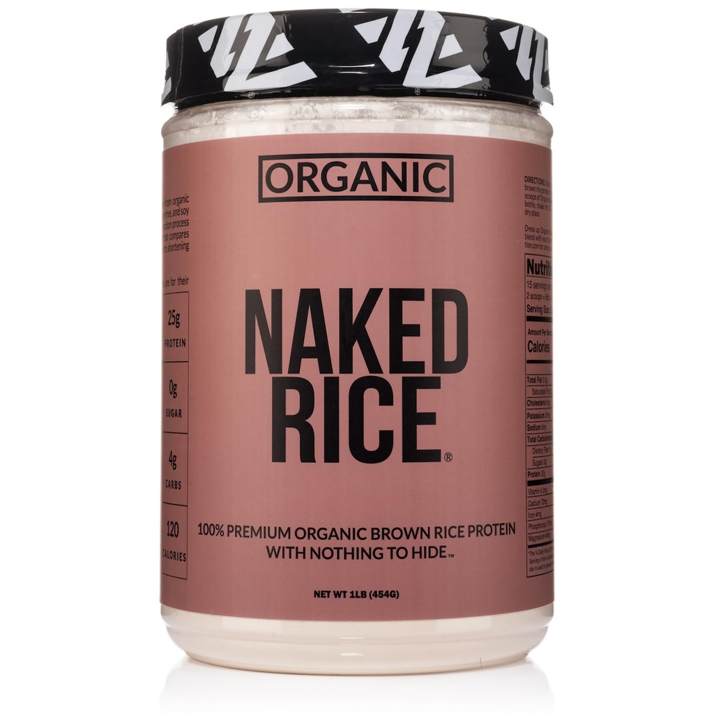 Naked Rice 1Lb - Organic Brown Rice Protein Powder - Vegan Protein Powder, GMO Free, Gluten Free & Soy Free. Pflanzenbasiertes Protein, keine künstlichen Zutaten - 15 Servierungen