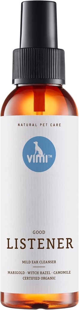 animaux vimi Reiniger Guter Hörer - Ohrreiniger Spray für empfindliche Hundeohren - Ohrpflege mit Kamille, Calendula & Hexenhazel - für gründliche und milde Reinigung - 3.38 Fl Oz