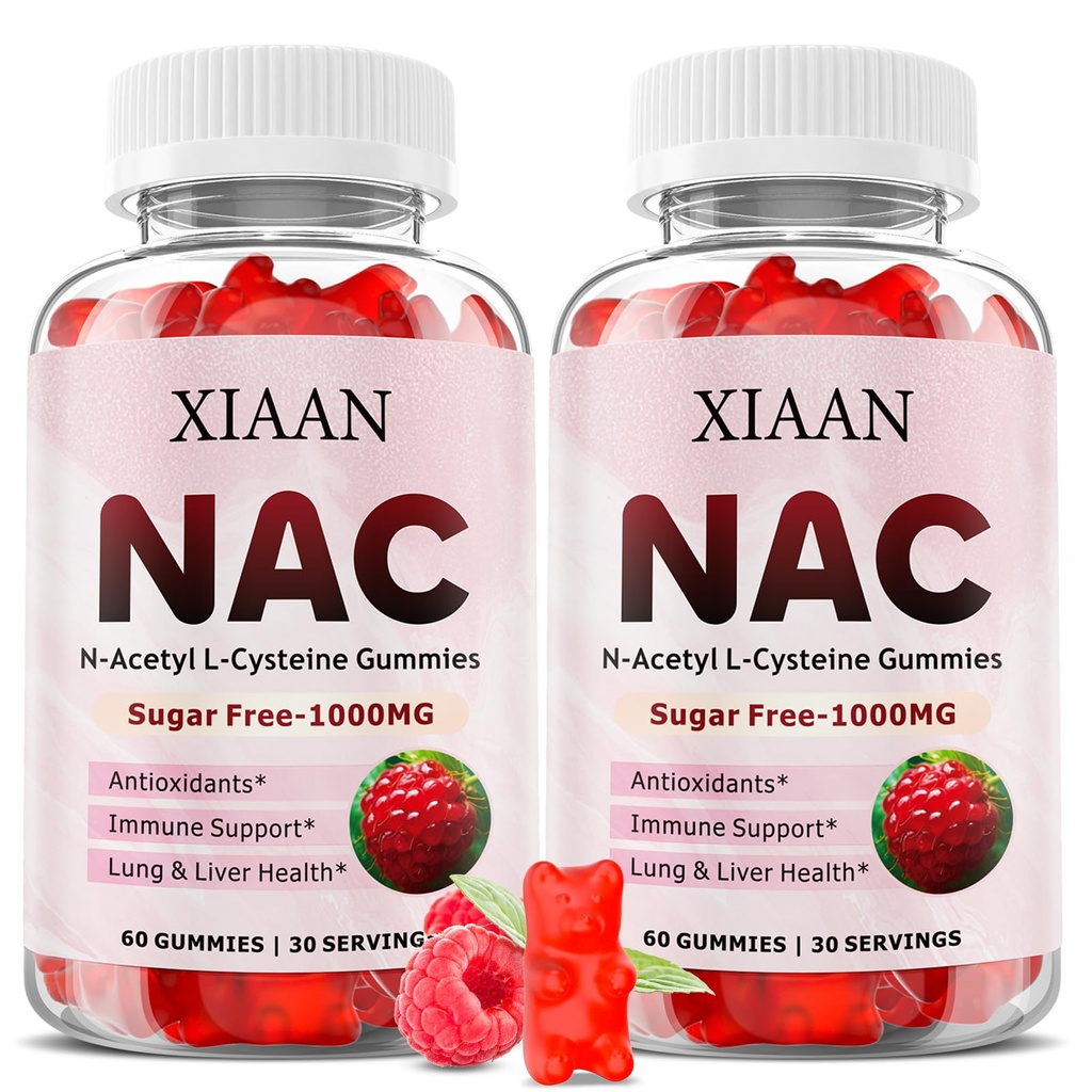NAC Gummies for Kids & Adults, N Acetyl Cysteine 1000mg NAC Supplement for Antioxidants & Immune Support, Lung & Liver Health, Raspberry Flavor 120 Count