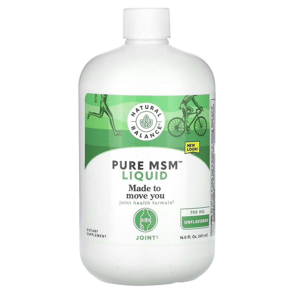 Natural Balance Pure MSM Liquid - 700 mg - Flavored - Joint Support Supplement - Lab Money- Day Money- Back Garance - 48 Servings, 16 Fl. Oz.