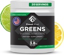 Fossil Fuel Super Greens Powder Premium Superfood | 40+ Bio Nährstoffe | Grün Veggie Ganze Lebensmittel, Weizengrass, Spirulina, Kale for Energy, Gut Health, Detox Cleanse (20 Servierungen)